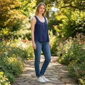 Trina Turk Banning Sleeveless Tank Top ZIP front size Small Petite